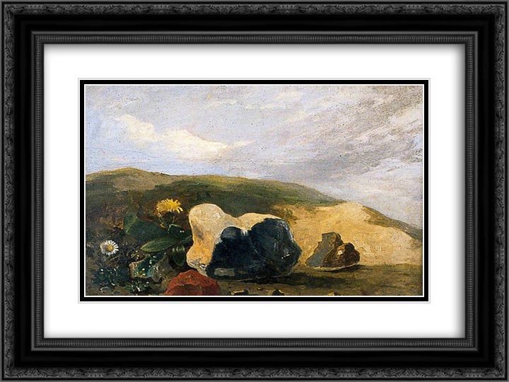 Study of Flints 24x18 Black Ornate Wood Framed Art Print Poster with Double Matting by Crome, John
