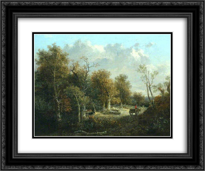 The Edge of the Forest 24x20 Black Ornate Wood Framed Art Print Poster with Double Matting by Crome, John