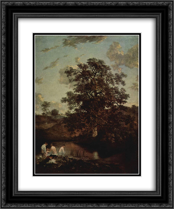 The Poringland Oak 20x24 Black Ornate Wood Framed Art Print Poster with Double Matting by Crome, John