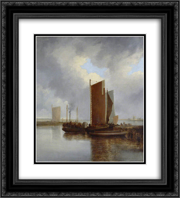 The Steam Packet 20x22 Black Ornate Wood Framed Art Print Poster with Double Matting by Crome, John
