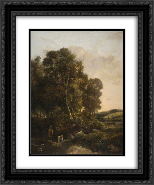 The Way through the Wood 20x24 Black Ornate Wood Framed Art Print Poster with Double Matting by Crome, John