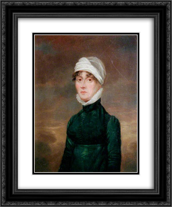 Woman in a Turban 20x24 Black Ornate Wood Framed Art Print Poster with Double Matting by Crome, John