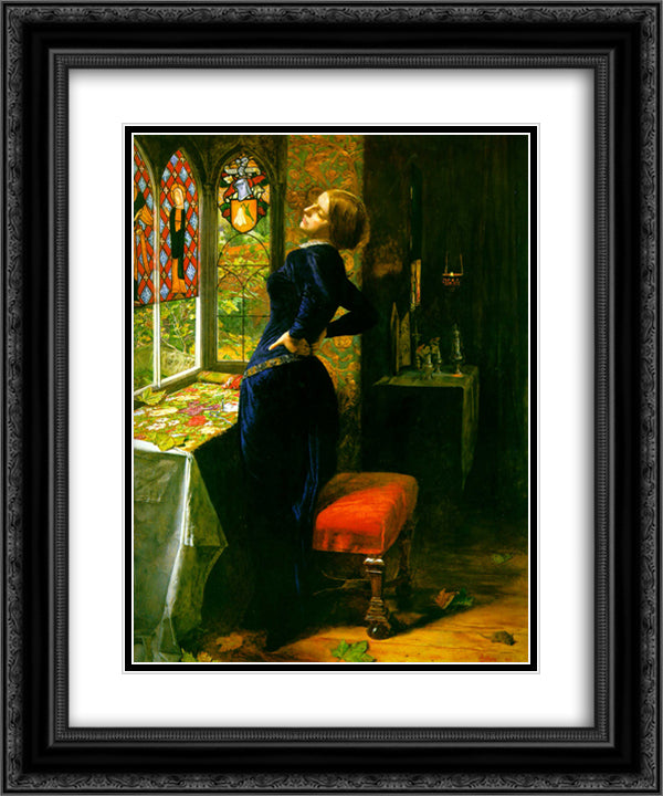 Mariana in the Moated Grange 20x24 Black Ornate Wood Framed Art Print Poster with Double Matting by Millais, John Everett
