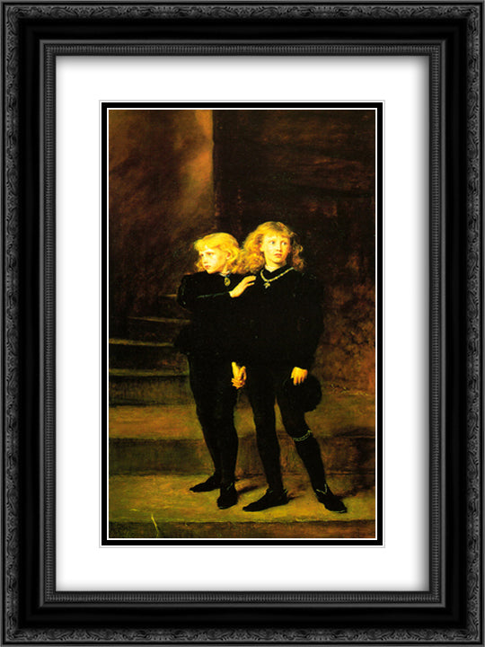 Princes In The Tower 18x24 Black Ornate Wood Framed Art Print Poster with Double Matting by Millais, John Everett