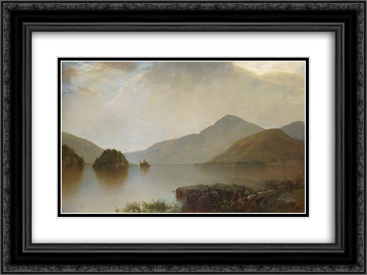 Lake George 24x18 Black Ornate Wood Framed Art Print Poster with Double Matting by Kensett, John Frederick