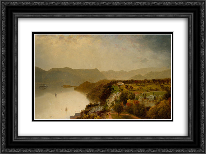 View from Cozzen's Hotel near West Point, N.Y. 24x18 Black Ornate Wood Framed Art Print Poster with Double Matting by Kensett, John Frederick