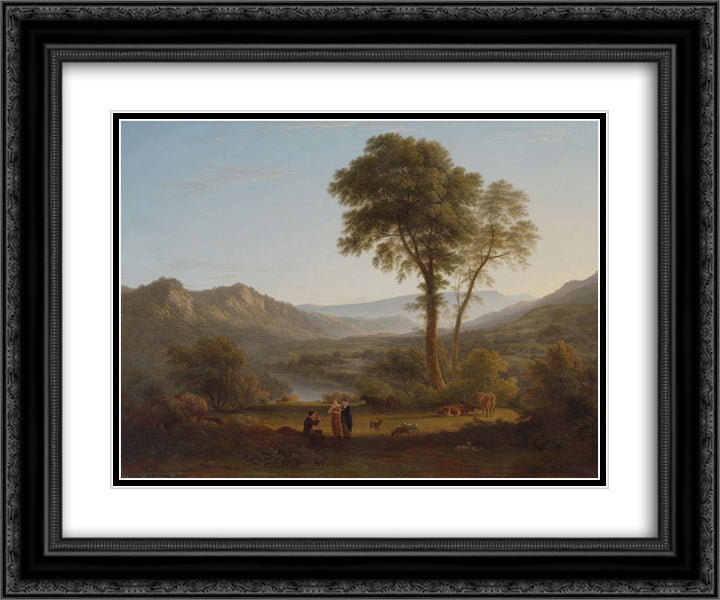 At Matlock - mist rising 24x20 Black Ornate Wood Framed Art Print Poster with Double Matting by Glover, John
