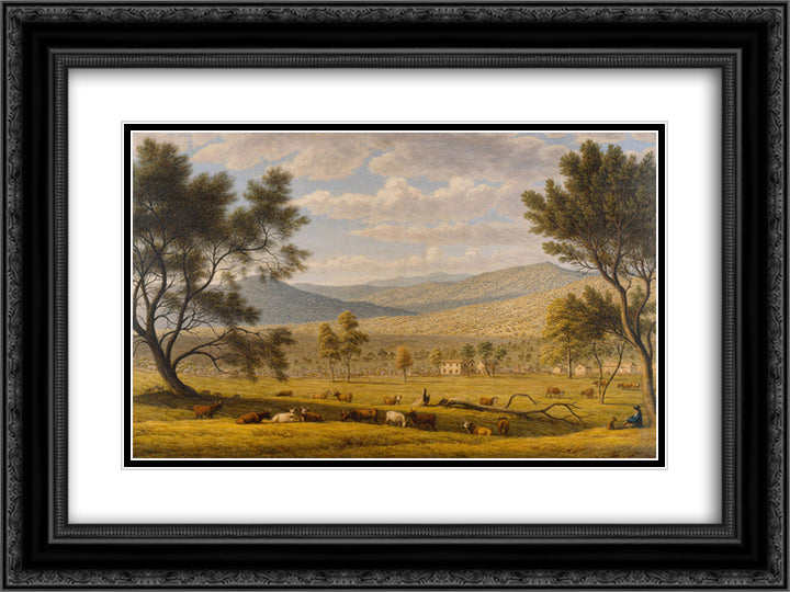 Patterdale farm 24x18 Black Ornate Wood Framed Art Print Poster with Double Matting by Glover, John