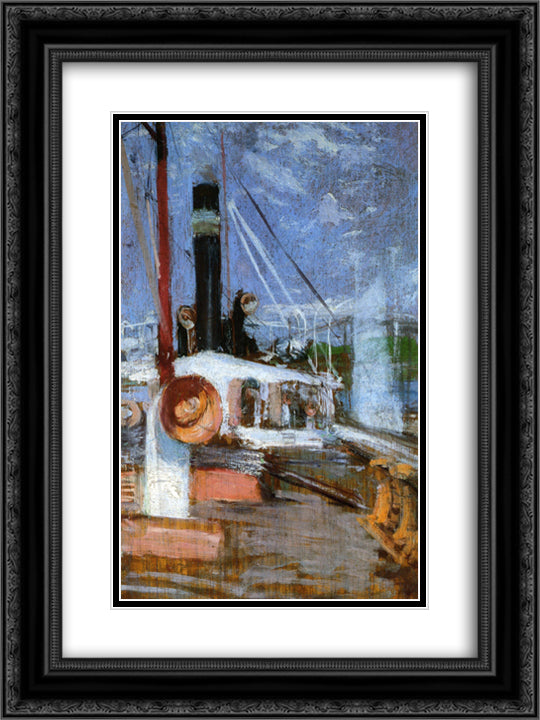 Aboard a Steamer 18x24 Black Ornate Wood Framed Art Print Poster with Double Matting by Twachtman, John Henry