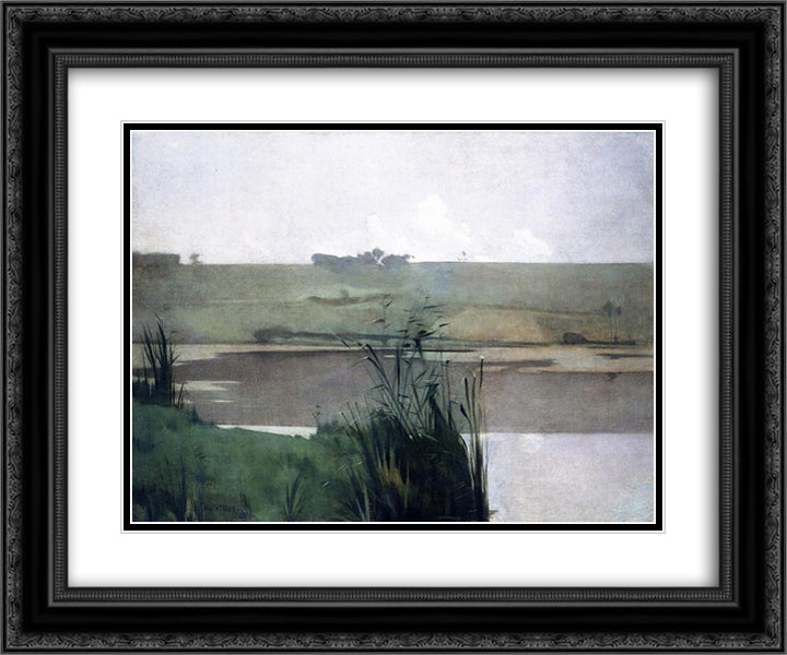 Arques Battle 24x20 Black Ornate Wood Framed Art Print Poster with Double Matting by Twachtman, John Henry