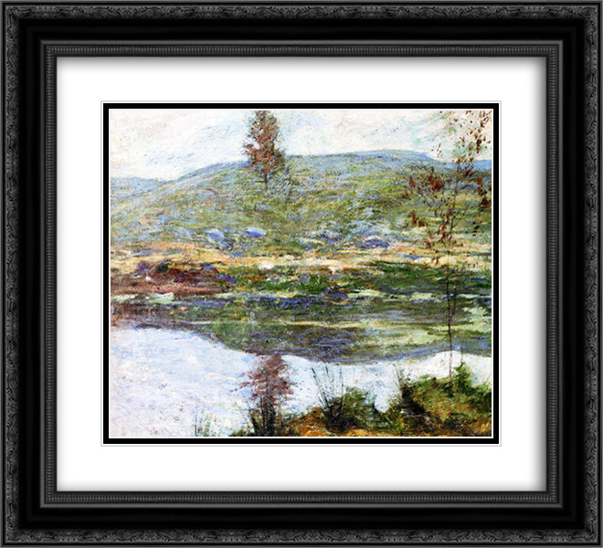 Autumn-Mists 22x20 Black Ornate Wood Framed Art Print Poster with Double Matting by Twachtman, John Henry