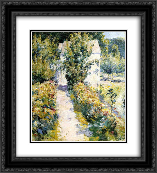 Azaleas 20x22 Black Ornate Wood Framed Art Print Poster with Double Matting by Twachtman, John Henry