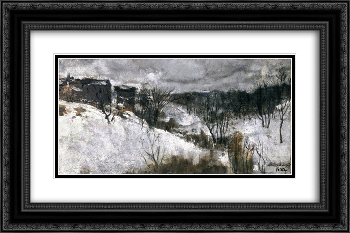 Bloody Run 24x16 Black Ornate Wood Framed Art Print Poster with Double Matting by Twachtman, John Henry