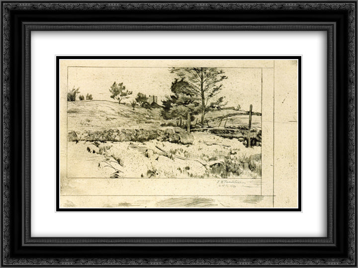 Branchville Fields 24x18 Black Ornate Wood Framed Art Print Poster with Double Matting by Twachtman, John Henry