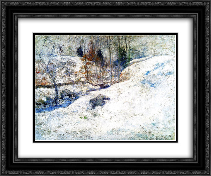 Brook in Winter 24x20 Black Ornate Wood Framed Art Print Poster with Double Matting by Twachtman, John Henry