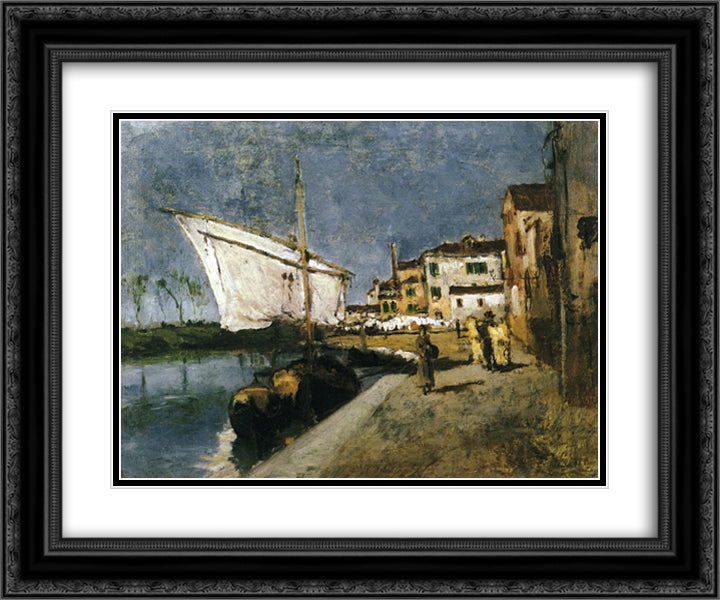 Campo Santa Marta 24x20 Black Ornate Wood Framed Art Print Poster with Double Matting by Twachtman, John Henry