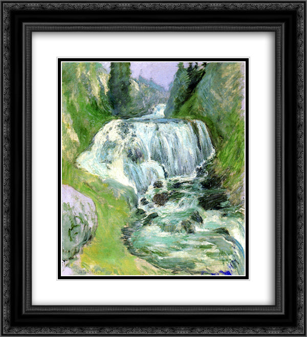 Cascades Waterfall 20x22 Black Ornate Wood Framed Art Print Poster with Double Matting by Twachtman, John Henry