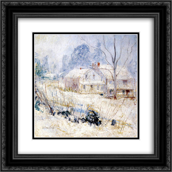 Country House in Winter 20x20 Black Ornate Wood Framed Art Print Poster with Double Matting by Twachtman, John Henry
