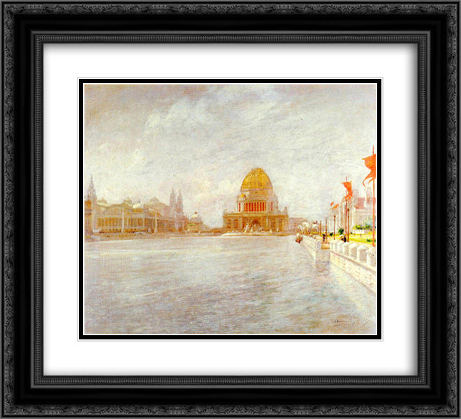 Court of Honor, World's Columbian Exposiition 22x20 Black Ornate Wood Framed Art Print Poster with Double Matting by Twachtman, John Henry