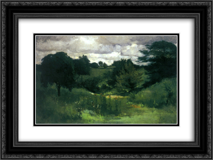 Dark Trees, Cincinnati 24x18 Black Ornate Wood Framed Art Print Poster with Double Matting by Twachtman, John Henry