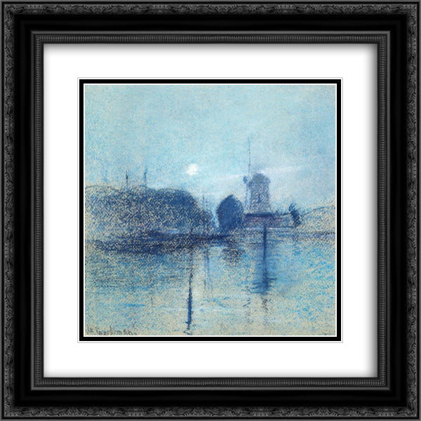 Dutch Landscape 20x20 Black Ornate Wood Framed Art Print Poster with Double Matting by Twachtman, John Henry