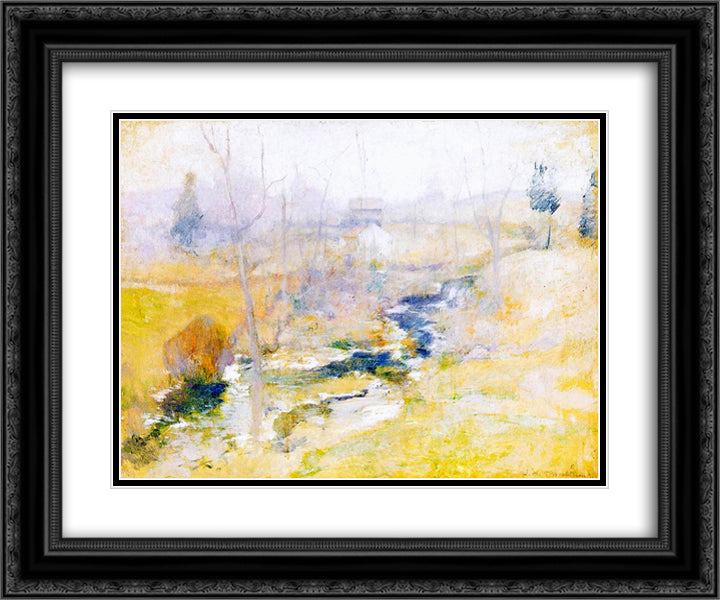 End of Winter 24x20 Black Ornate Wood Framed Art Print Poster with Double Matting by Twachtman, John Henry