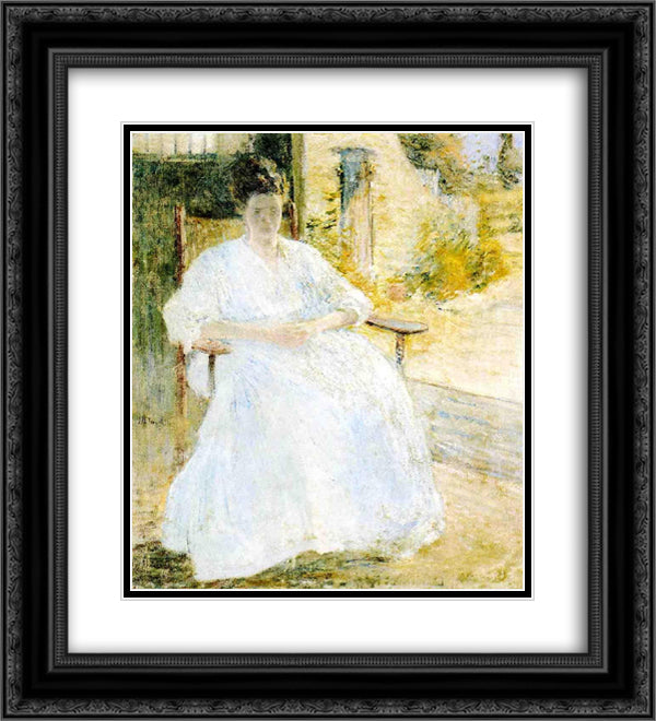 Figure in a Landscape 20x22 Black Ornate Wood Framed Art Print Poster with Double Matting by Twachtman, John Henry