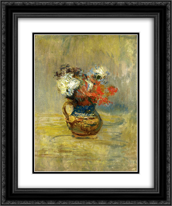 Flower Still Life 20x24 Black Ornate Wood Framed Art Print Poster with Double Matting by Twachtman, John Henry