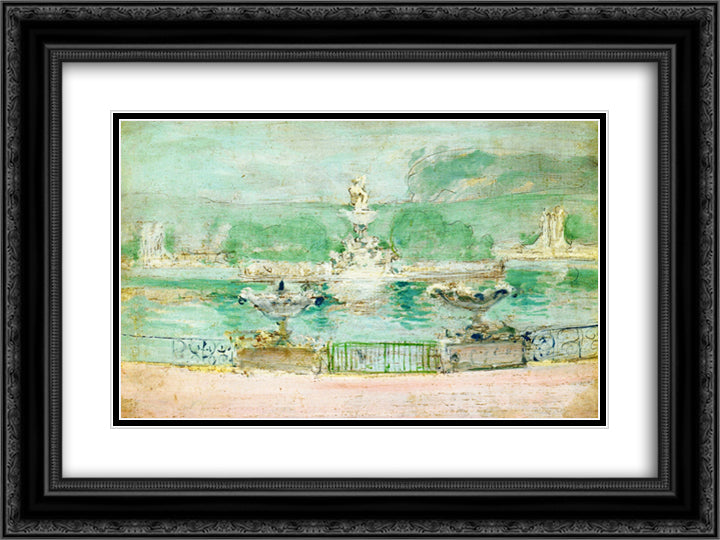 Fountain, World's Fair 24x18 Black Ornate Wood Framed Art Print Poster with Double Matting by Twachtman, John Henry