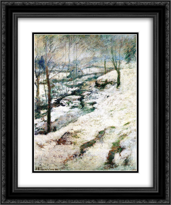Frozen Brook 20x24 Black Ornate Wood Framed Art Print Poster with Double Matting by Twachtman, John Henry