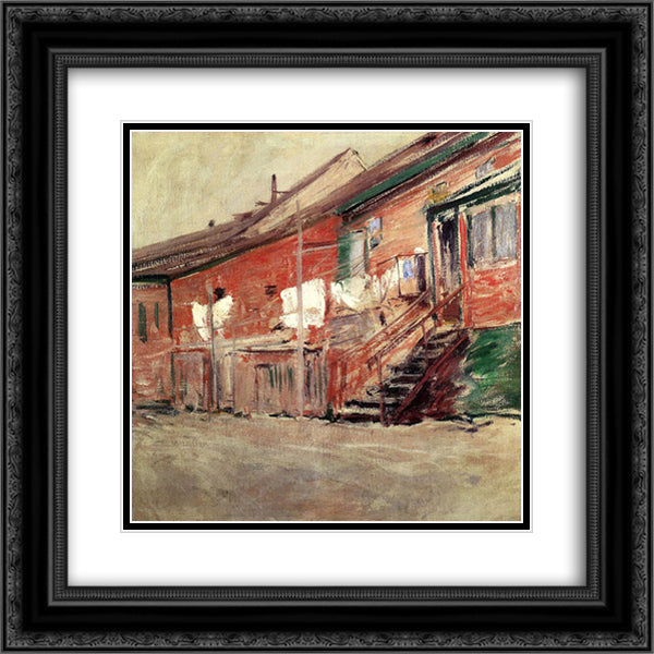 Gloucester, Fishermen's Houses 20x20 Black Ornate Wood Framed Art Print Poster with Double Matting by Twachtman, John Henry