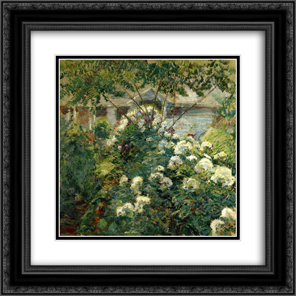 Greenwich Garden 20x20 Black Ornate Wood Framed Art Print Poster with Double Matting by Twachtman, John Henry