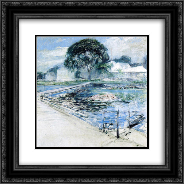 Harbor View Hotel 20x20 Black Ornate Wood Framed Art Print Poster with Double Matting by Twachtman, John Henry
