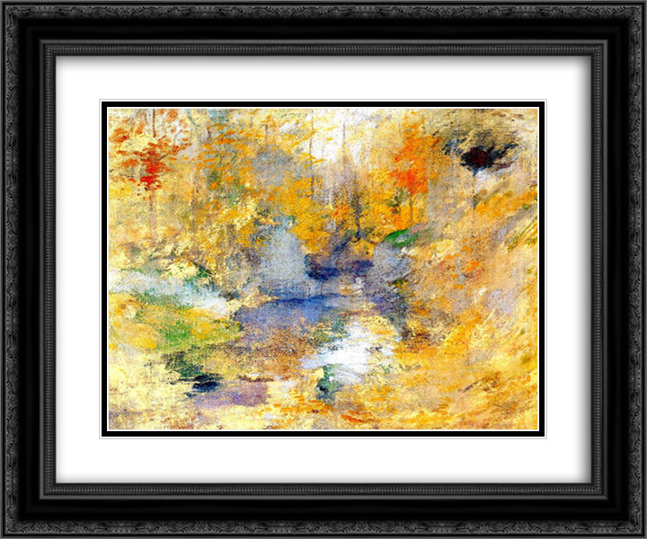 Hemlock Pool (aka Autumn) 24x20 Black Ornate Wood Framed Art Print Poster with Double Matting by Twachtman, John Henry