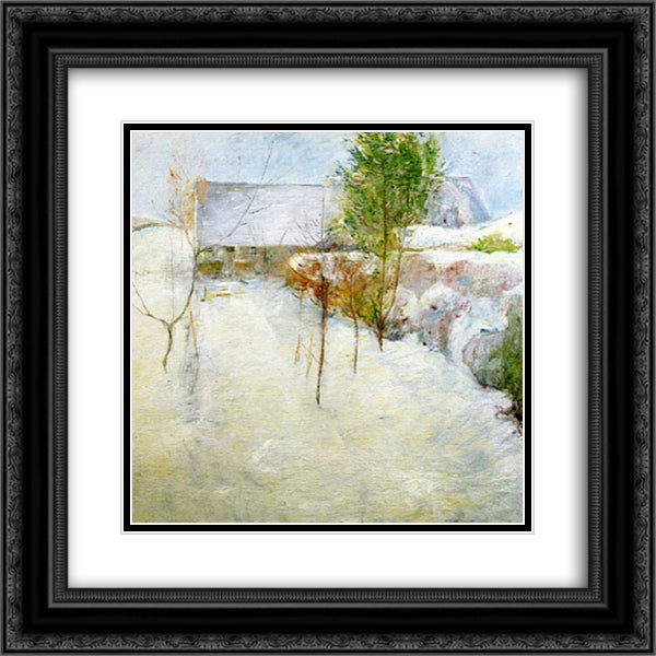 House in Snow 20x20 Black Ornate Wood Framed Art Print Poster with Double Matting by Twachtman, John Henry