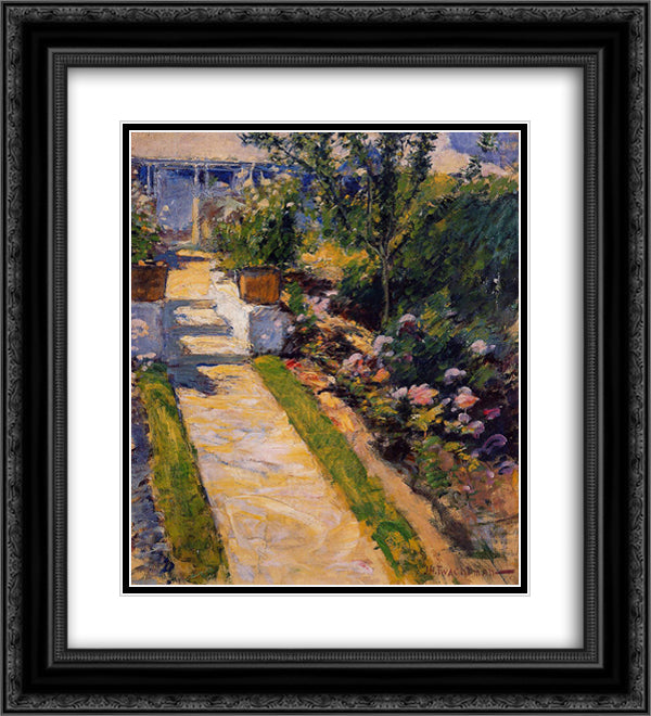 In the Garden 20x22 Black Ornate Wood Framed Art Print Poster with Double Matting by Twachtman, John Henry