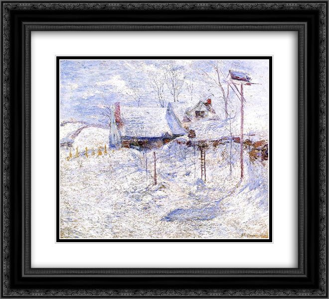 Last Touch of Sun 22x20 Black Ornate Wood Framed Art Print Poster with Double Matting by Twachtman, John Henry