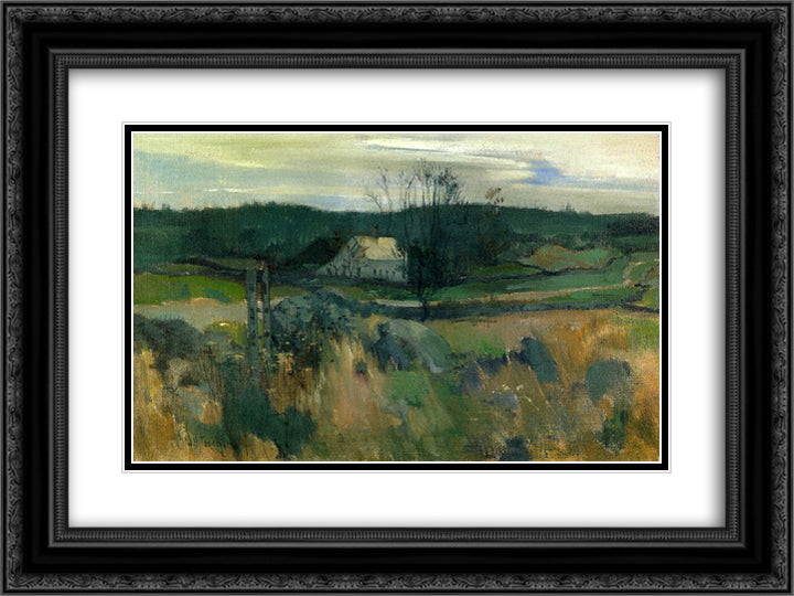 Middlebrook Farm 24x18 Black Ornate Wood Framed Art Print Poster with Double Matting by Twachtman, John Henry