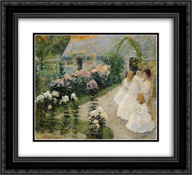 On the Terrace 22x20 Black Ornate Wood Framed Art Print Poster with Double Matting by Twachtman, John Henry