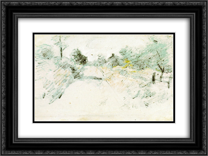 Road Scene 24x18 Black Ornate Wood Framed Art Print Poster with Double Matting by Twachtman, John Henry