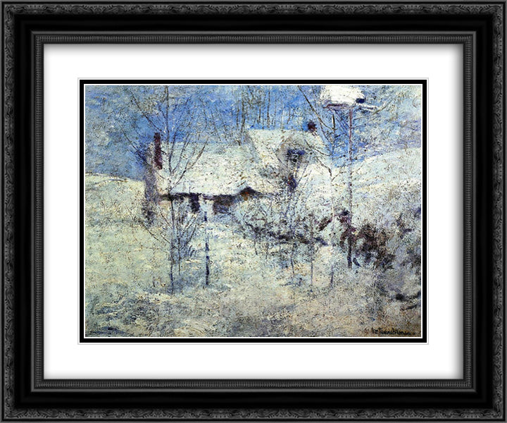Snowbound 24x20 Black Ornate Wood Framed Art Print Poster with Double Matting by Twachtman, John Henry