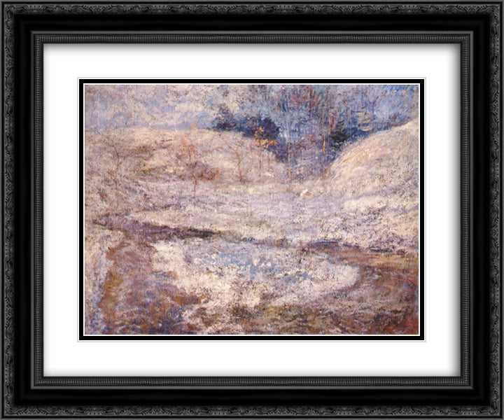 The Brook, Greenwich, Connecticut 24x20 Black Ornate Wood Framed Art Print Poster with Double Matting by Twachtman, John Henry