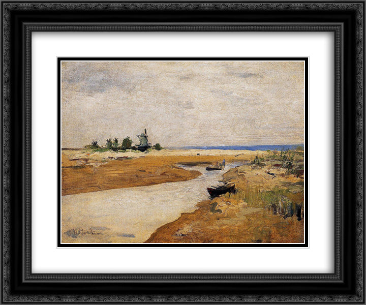 The Inlet 24x20 Black Ornate Wood Framed Art Print Poster with Double Matting by Twachtman, John Henry