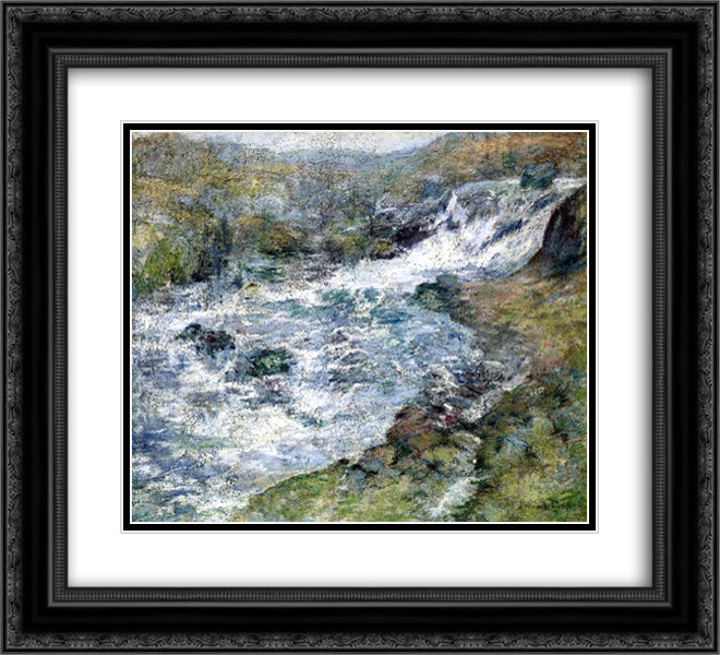 The Torrent 22x20 Black Ornate Wood Framed Art Print Poster with Double Matting by Twachtman, John Henry
