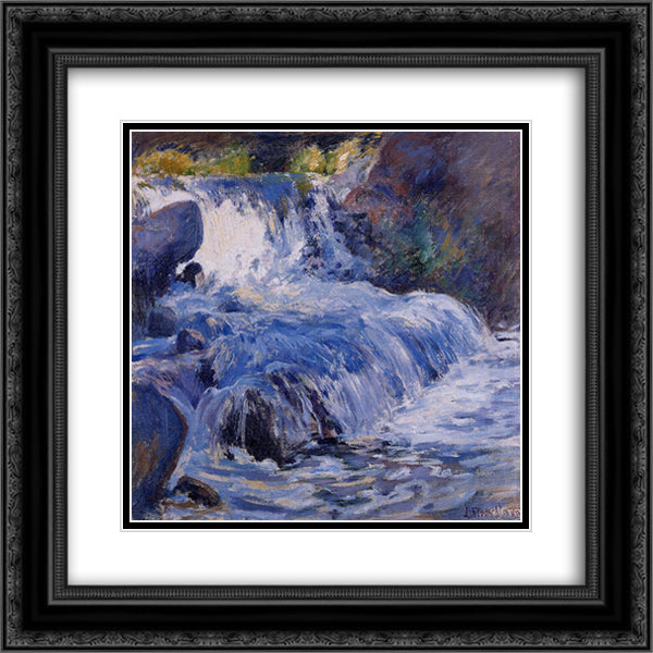 The Waterfall 20x20 Black Ornate Wood Framed Art Print Poster with Double Matting by Twachtman, John Henry
