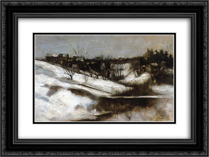 Twachtman's Home, Avondale, Ohio 24x18 Black Ornate Wood Framed Art Print Poster with Double Matting by Twachtman, John Henry