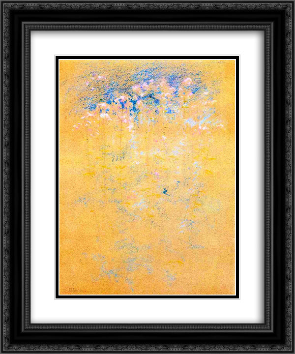 Weeds and Flowers 20x24 Black Ornate Wood Framed Art Print Poster with Double Matting by Twachtman, John Henry