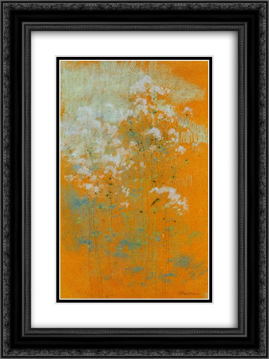 Wild Flowers 18x24 Black Ornate Wood Framed Art Print Poster with Double Matting by Twachtman, John Henry