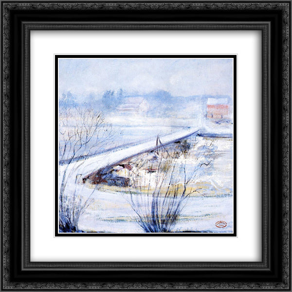 Winter 20x20 Black Ornate Wood Framed Art Print Poster with Double Matting by Twachtman, John Henry