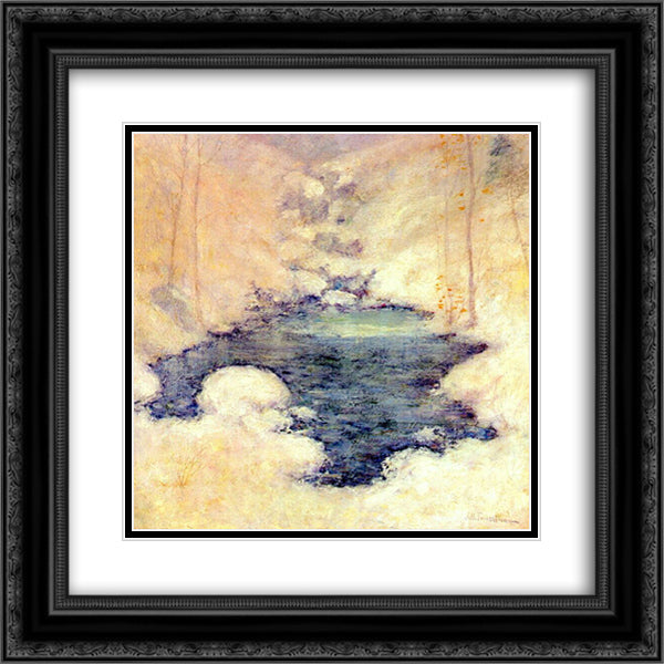 Winter Silence 20x20 Black Ornate Wood Framed Art Print Poster with Double Matting by Twachtman, John Henry